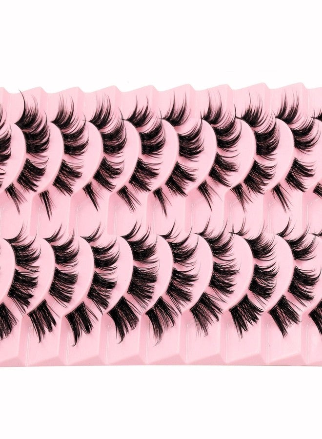 AUGENLI 10 Pairs Mink Lashes Wet Effect Manga Look False Eyelashes Puffy 3D Cat Eye Lashes 16MM Individual Strips Clusters Lashes Extension by AUGENLI（09） - Image 2